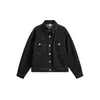 Chaqueta de Mezclilla Negra Resistente Estilo Retro Americano de Moda Chaqueta de Mezclilla Casual para Hombre Ab1164