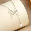 Collar de Perlas de Plata S925, Diseño Coreano de Nicho de Lujo Ligero, Cadena de Clavícula de Gama Alta con Cierre OT, Cadena de Cuello Ajustable de Moda