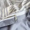 Juego de ropa de cama de cuatro piezas de algodón puro estilo nórdico, juego de tres piezas de sábana de algodón 100% a rayas, funda de edredón, sábana bajera, sábana de cama
