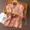 ¡Estampados divertidos! Camiseta jacquard floral de seda, camisa sin mangas de cuello alto estilo chino nuevo Xiangyunsha para mujer, hecha de seda de morera
