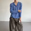 Camiseta ligera de manga larga con dobladillo enrollado, cuello henley, top protector solar para hombres y mujeres, estilo fino de otoño, camisa casual y relajada con botones