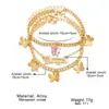 Tobillera Clásica Transfronteriza Europea y Americana con Colgante de Mariposa, Conjunto de Tobilleras de Cadena Metálica Multicapa de Moda para Mujer al por Mayor