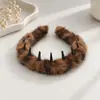 Faixa de cabelo com estampa de leopardo Mao Mao Wave para mulheres, outono e inverno, nova faixa de cabelo com lavagem superior craniana alta, elegante, com acabamento frontal quebrado