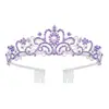 Tocado Corona de Novia Europeo y Americano, Tocado Corona de Cumpleaños para Mujer, Juego de Tirantes para Hombro, Tocado Corona Peine para el Cabello de Princesa de Gama Alta