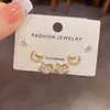 Conjunto de Brincos de Tarraxa Três Peças Gato Pequeno Lua Zircônia Moda Luxo Leve Simples Feminino Diário Exquisito Versátil Para o Trabalho Atacado