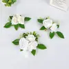 Nuevo Racimo de Flores de Hoja Verde Rosa Simulada Decoración de Pastel Decoración de Pastel de Boda Estilo Coreano Mesa de Postres con Flores Accesorios para Fotografía