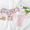 Ropa interior sexy transfronteriza para mujer, tanga de encaje estampado transparente, pantalones T sexy de tiro bajo, calzones transpirables y amigables con la piel