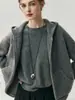 760g Estilo Grueso ~ Chaqueta de Cachemira Holgada y Delgada para Mujer con Capucha y Cremallera Nuevo Cárdigan de Punto Otoño e Invierno 2025