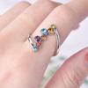 Anillo de gemas redondas de color chapado en plata S925 de Zhen Rong, creativo, Europa y América desean un suministro transfronterizo de joyería manual.