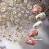 Pegatinas para Uñas Estilo Chino Retro Flor de Cerezo con Borde Dorado con Flores de Cerezo en Polvo Dorado, Adhesivo para Uñas DIY Exquisito Estilo Chino Impermeable