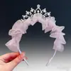 Acessório de Cabeça de Princesa Tiara de Coroa Infantil Presilha de Cabelo de Tule para Menininha Faixa de Cabelo para Bebê Acessório de Cabelo Não Apertado Feito à Mão
