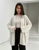 Cardigã de malha versátil transfronteiriço da Amazon, novo estilo outono e inverno, jaqueta suéter feminina estilo casual preguiçoso solta rasgada