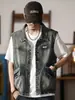 Chaleco de Mezclilla para Hombre de Primavera y Otoño, Estilo Retro Vintage, Talla Grande, Chaleco sin Mangas, Ropa de Trabajo con Bolsillos Grandes, Chaqueta