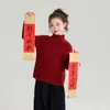 Suéter de Punto Haru de Invierno Color Sólido Sencillo Pulóver Superior Suéter de Cuello Alto Medio para Niños Otoño e Invierno 2025