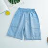 Calças Jeans de Algodão Tencel para Crianças Verão Calças Finas para Meninos Shorts Coreanos para Meninas Calças de Meia-perna para Bebês Calças Infantis