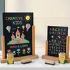 [Fábrica de Origen] Pizarrón Pequeño de Columna Redonda Doble de Madera Formato A4 para Pintura Infantil, Uso de Artista, Pizarrón de Mensajes DIY con Soporte de Exhibición