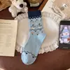 ¡Sensación cálida, acogedora y perezosa! Calcetines de Lana Estilo Fair Isle para Mujer, Estilo Japonés Muñeco de Nieve Árbol de Navidad Otoño e Invierno Espesos Calientes de Media Pantorrilla