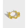 Anillo Abierto Personalizado 408 Estilo K Inss925 Plata de Ley Diseño de Nicho Normcore Patrón de Ola Asimétrica para Mujer