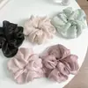 Goma para el pelo scrunchie de gasa perlada estilo coreano suave con un tacto de alta gama, accesorio para el pelo tipo coleta de satén de lujo ligero