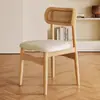Cadeira de Jantar de Madeira Maciça para Uso Doméstico, Cadeira de Rattan Estilo Nórdico Meio do Século com Encosto, Cadeira para Sala de Jantar, Cadeira para Mesa de Jantar, Banqueta, Cadeira de Lazer
