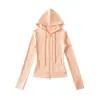 Sudadera con Chaqueta Ajustada a la Cintura Estilo Hot Girl, Ropa Deportiva Cardigan Delgado con Capucha de Cremallera Doble Estilo Americano para Primavera y Verano