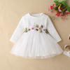 Vestido de Bebê Manga Longa para Primavera e Outono Roupa Infantil Vestido Princesa de Renda para Menina Bordado Floral Estilo Coreano Vestido de Bebê