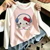 Camiseta Manga Longa Estampada de Desenho para Meninas Primavera e Outono Novo Estilo Crianças de Tamanho Médio e Grande Elegante Versátil Casual Patchwork Color Block Camiseta Base