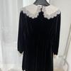 Toma real en stock Vestido negro pequeño de terciopelo retro francés con encaje para mujer Falda interior para debajo