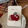 Nuevo Estilo Coreano Dulce Rojo Dibujos Animados Pasador Tela Niños Lado Roto Flequillo Clip Accesorios para el Cabello de Niña Hechos a Mano