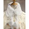 Accesorios Hanfu estilo antiguo otoño e invierno lindo cuello de piel bola de pelo felpa asta bufanda cálida niña