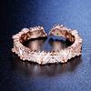 Juego de anillos dobles combinados micro-incrustados, simulación de Diamante ocho corazones y ocho flechas, seis garras, anillo de circonio de color, anillo de personalidad europeo y americano