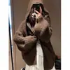 Cárdigan de Punto Grueso con Capucha para Mujer, Nuevo Estilo Otoño e Invierno 2026, Abrigo Suéter Holgado de Canalé, Ropa de Mujer de Comercio Exterior