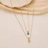 Transfronterizo Europeo y Americano Retro Nueva Entrada Lujo Nicho Cadena Ojo de Diablo Simple Palma Collar Oro Set de 2 Piezas