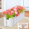 Cerca de Flores Simuladas Set de Plantas Verdes Flor Falsa Orquídea Saltarina Crisantemo Pequeña Flor Verde Rosa Diamante Decoración de Oficina Bonsái