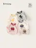 Ropa para niños Bangxuan nuevo conjunto de otoño para bebés niñas, top de punto con bloques de color y cuello redondo para bebé, camiseta de manga larga con tacto de algodón para niñas