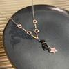 Colar de Miçangas Gato Preto Estrela Rosa Feminino Verão Garota Quente Fofo Versátil Design de Acessórios Doce e Cool Corrente para Clavícula