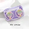 Estuche para Lentes de Contacto Serie Paleta de Hielo de Dibujos Animados, Tapa Sin Giro, Estuche Transparente Integrado para Lentes de Belleza, Caja Portátil de Doble Cuidado