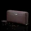 Nueva Cartera para Hombre Gran Capacidad de Negocios Portátil para Mano de Cuero Suave Casual Larga con Cierre Bolsillo Bolso para Hombre de Moda