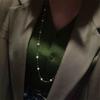 Collar de Clavícula de Perlas de Agua Dulce Estrelladas de Doble Capa Zhuji Yuhel Bola Láser Inyectada en Oro 14K Cadena para Suéter 88cm Moda