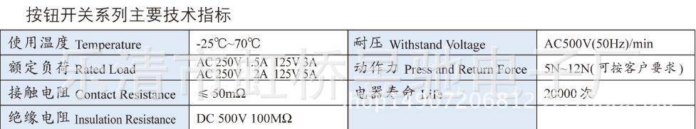 按钮开关参数
