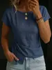 Comercio Exterior Nuevo Verano y Otoño Estilo Europeo y Americano Casual Cuello Redondo Color Sólido Diseño de Volantes Mangas Cortas