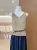 Top de Malha Vazado Único para Mulheres, Solto e Versátil, Emagrecedor, Sem Mangas com Decote V para o Verão