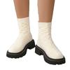 Outono 2024 Novas Botas de Meias Tecidas Voadoras Femininas Comércio Exterior plus size Grosso Cor Sólida Europeia e Americana Casual Outer Wear Martin Boots