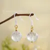 Nuevos Pendientes Antiguos de Bola de Cristal de Ocho Tesoros con Aguja de Biocerámica Estilo Chino Antialérgicos de Cerámica Pura para Mujeres