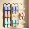 Estante para Pantuflas, Puerta de Tocador, Estante de Zapatos con Drenaje para Montar en la Pared, Entrada Baño Pared Estante de Zapatos de Múltiples Niveles