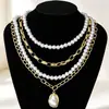 Collar de Perlas Oceánicas de Venta Caliente Transfronterizo Europeo y Americano Cadena para Clavícula de Mujer Colgante de Estrella de Mar y Concha Collar Multicapa Apilable Venta al por Mayor