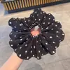 Estilo coreano dupla camada plissado grande onda dot tecido cólon anel de cabelo simples elegante corda de cabelo feminino corda de cabelo