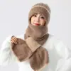 Nuevo Gorro de Lana de Invierno Gorro Tejido Bufanda Integrada Bufanda Cálida Cortavientos con Forro de Polar Gorro Baotou Gorro para Viento y Nieve