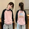 Camiseta base para niña con forro de forro polar cepillado, colección otoño/invierno 2026, camiseta interior de manga larga tipo patchwork, camiseta cálida para niñas mayores