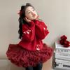 Suéter para Niñas Ropa de Invierno 2026 Estilo Nuevo Ropa Infantil Navidad Prendas de Punto para Niños Top Elegante Rojo Ropa de Año Nuevo